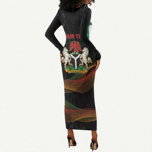Personalized Nigeria Black History Month Long Sleeve Bodycon Dress Live It Learn It Make It - African Pride