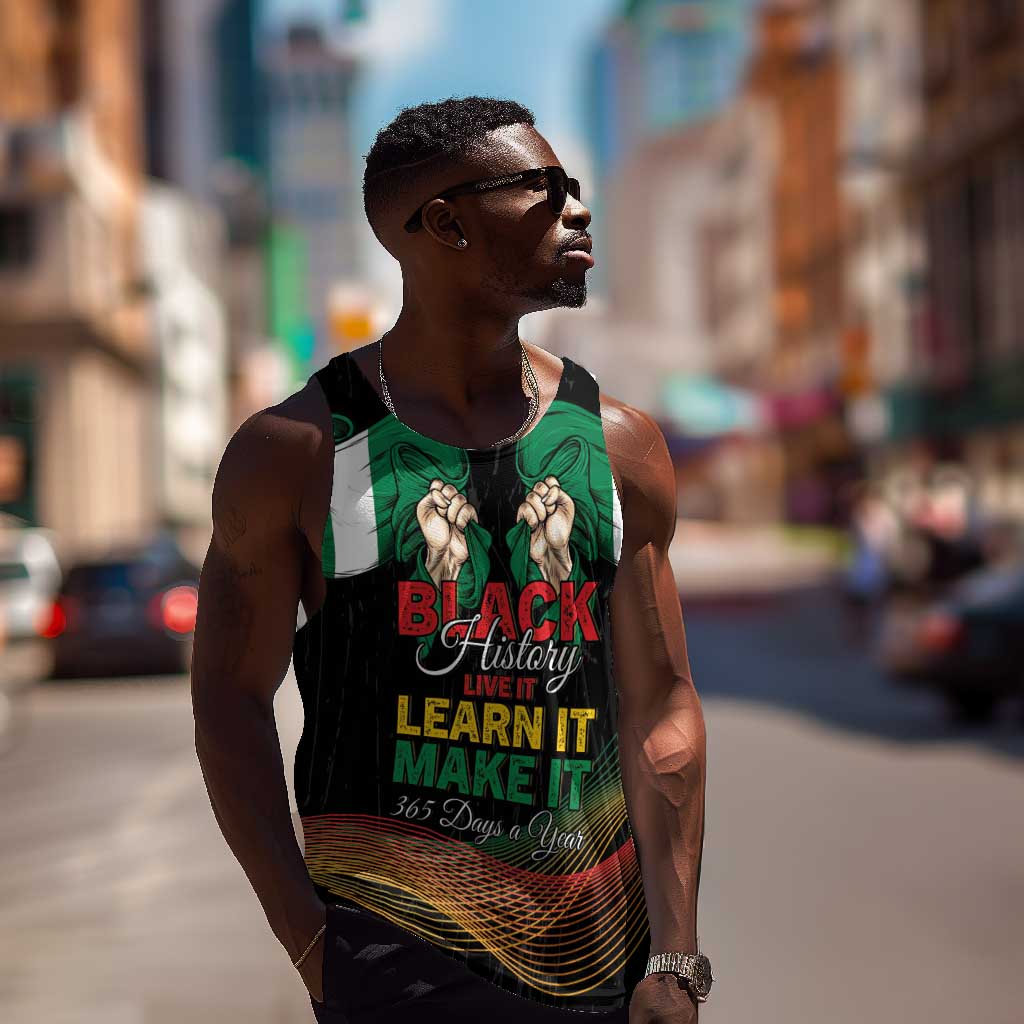 Personalized Nigeria Black History Month Men Tank Top Live It Learn It Make It - African Pride
