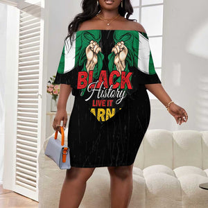 Personalized Nigeria Black History Month Off Shoulder Short Dress Live It Learn It Make It - African Pride