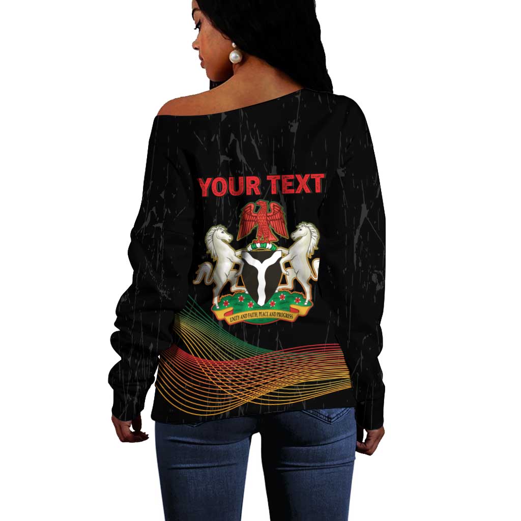 Personalized Nigeria Black History Month Off Shoulder Sweater Live It Learn It Make It - African Pride