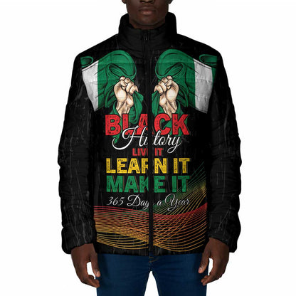 Personalized Nigeria Black History Month Padded Jacket Live It Learn It Make It - African Pride