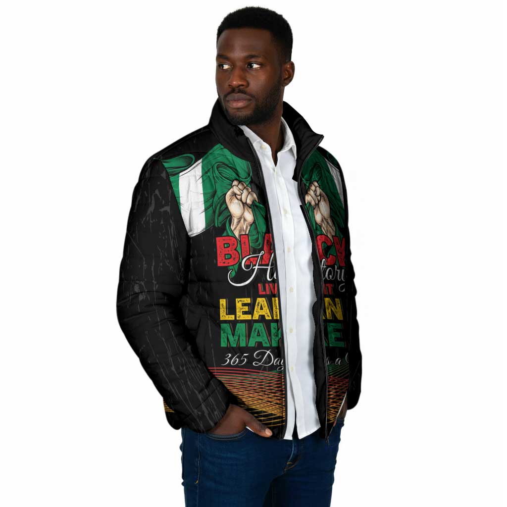 Personalized Nigeria Black History Month Padded Jacket Live It Learn It Make It - African Pride