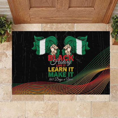 Nigeria Black History Month Rubber Doormat Live It Learn It Make It - African Pride