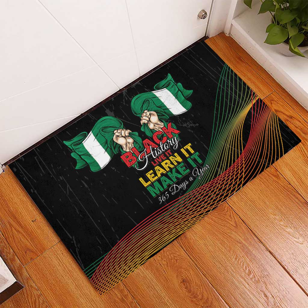 Nigeria Black History Month Rubber Doormat Live It Learn It Make It - African Pride