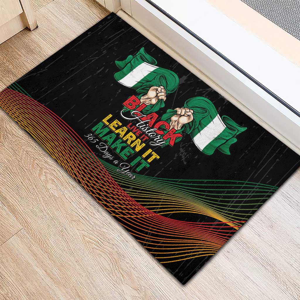 Nigeria Black History Month Rubber Doormat Live It Learn It Make It - African Pride