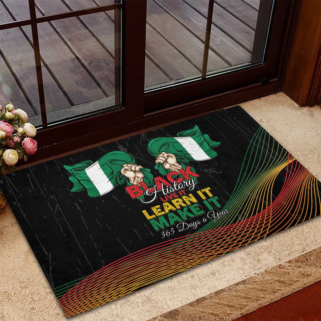 Nigeria Black History Month Rubber Doormat Live It Learn It Make It - African Pride