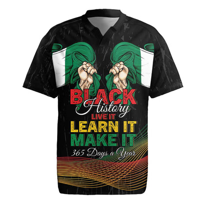 Personalized Nigeria Black History Month Rugby Jersey Live It Learn It Make It - African Pride