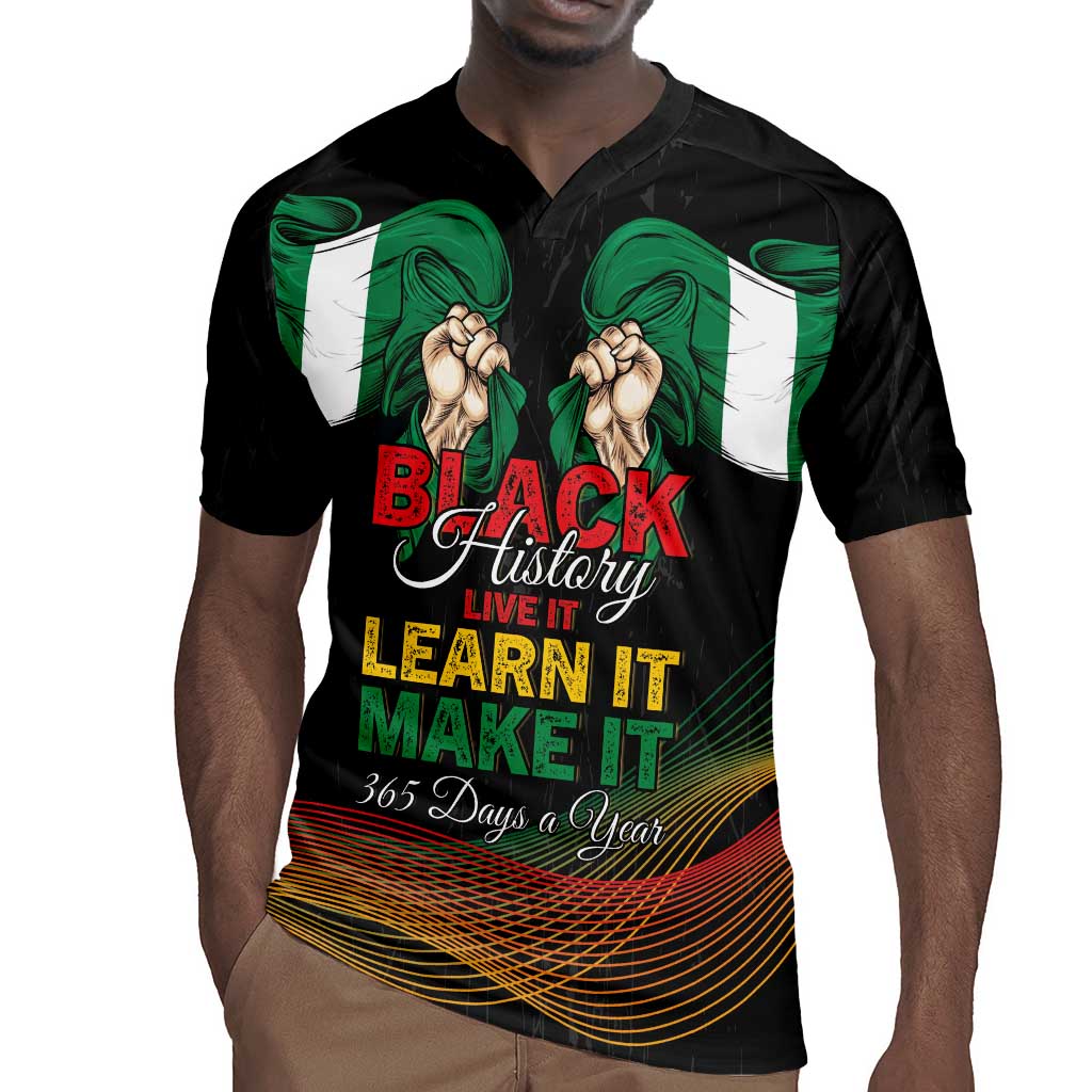 Personalized Nigeria Black History Month Rugby Jersey Live It Learn It Make It - African Pride