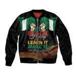 Personalized Nigeria Black History Month Sleeve Zip Bomber Jacket Live It Learn It Make It - African Pride