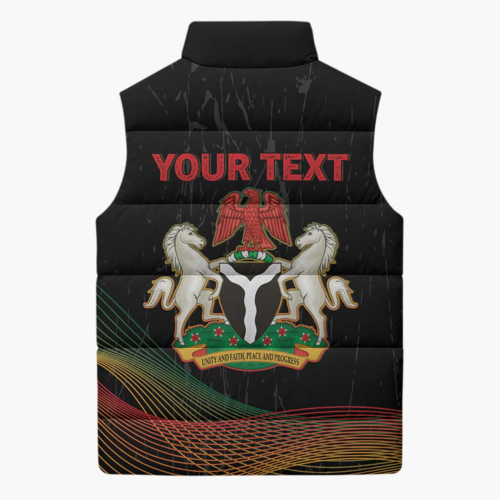 Personalized Nigeria Black History Month Sleeveless Puffer Jacket Live It Learn It Make It - African Pride