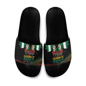 Nigeria Black History Month Slide Sandals Live It Learn It Make It - African Pride