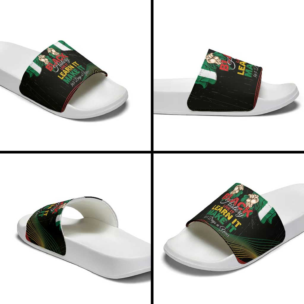 Nigeria Black History Month Slide Sandals Live It Learn It Make It - African Pride