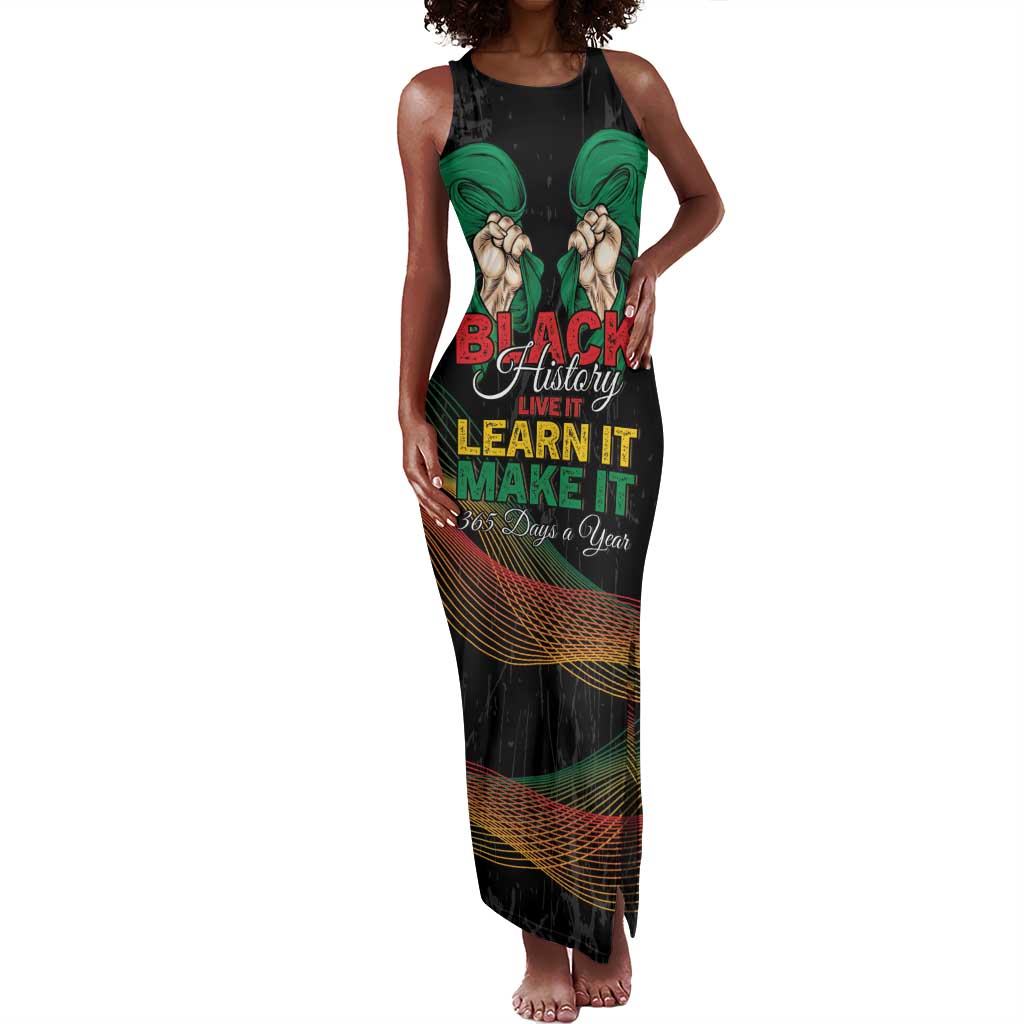 Personalized Nigeria Black History Month Tank Maxi Dress Live It Learn It Make It - African Pride