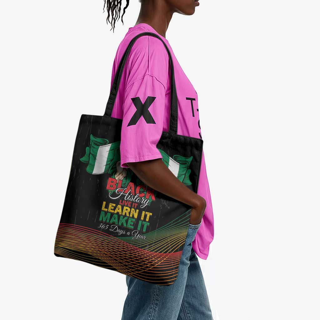 Nigeria Black History Month Tote Bag Live It Learn It Make It - African Pride