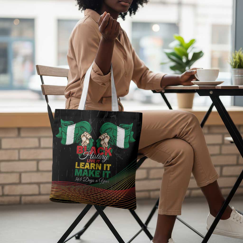 Nigeria Black History Month Tote Bag Live It Learn It Make It - African Pride