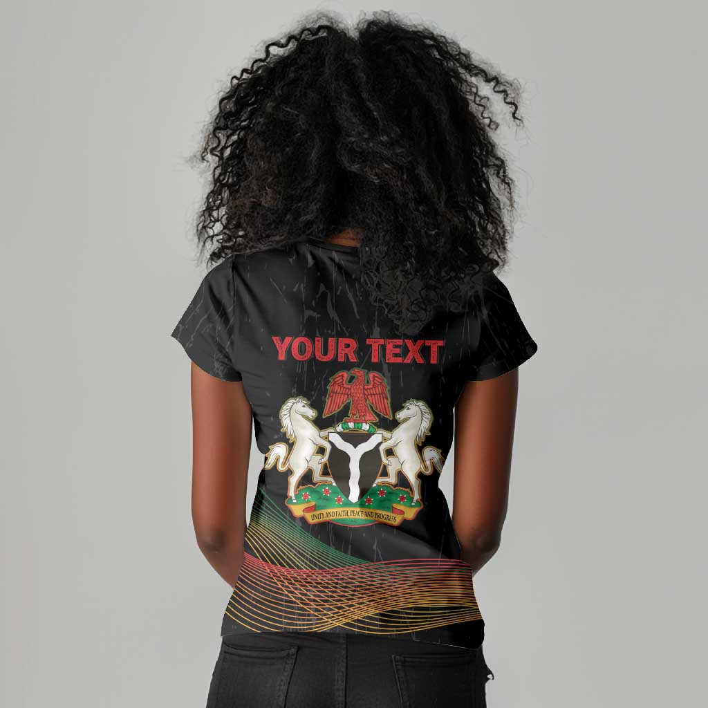 Personalized Nigeria Black History Month Women V-Neck T-Shirt Live It Learn It Make It - African Pride