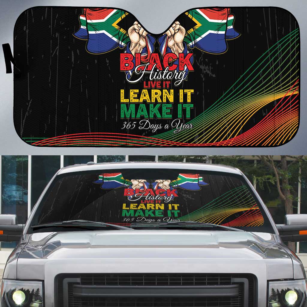 South Africa Black History Month Auto Sun Shade Live It Learn It Make It - African Pride