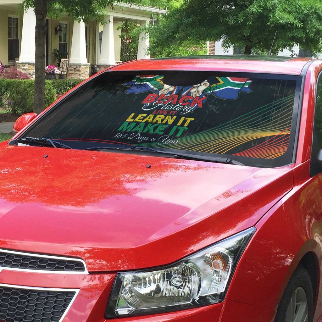 South Africa Black History Month Auto Sun Shade Live It Learn It Make It - African Pride