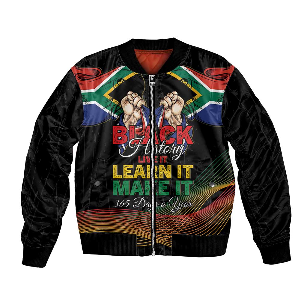 Personalized South Africa Black History Month Bomber Jacket Live It Learn It Make It - African Pride