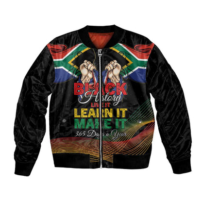 Personalized South Africa Black History Month Bomber Jacket Live It Learn It Make It - African Pride
