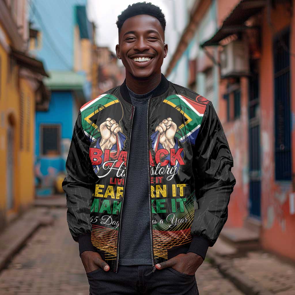 Personalized South Africa Black History Month Bomber Jacket Live It Learn It Make It - African Pride