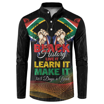 Personalized South Africa Black History Month Button Sweatshirt Live It Learn It Make It