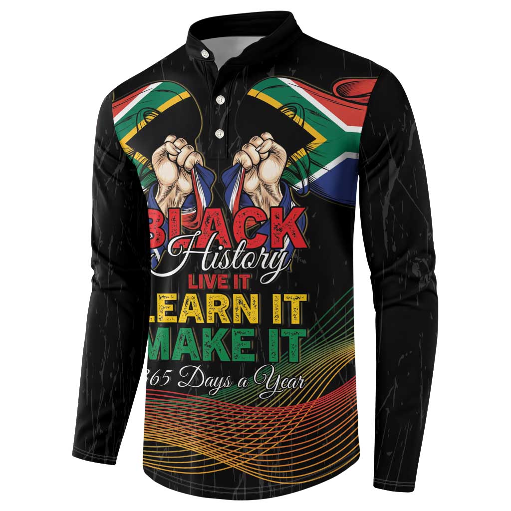 Personalized South Africa Black History Month Button Sweatshirt Live It Learn It Make It