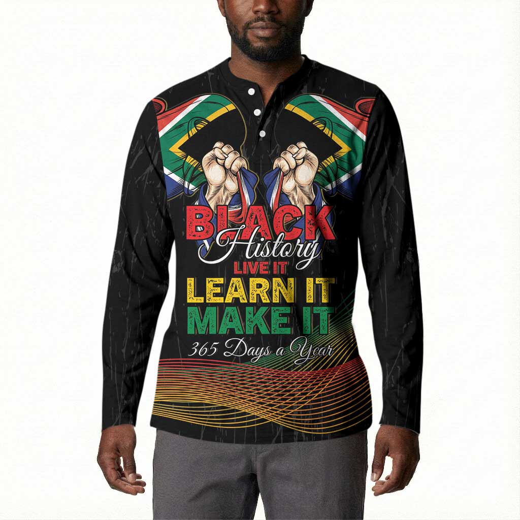 Personalized South Africa Black History Month Button Sweatshirt Live It Learn It Make It