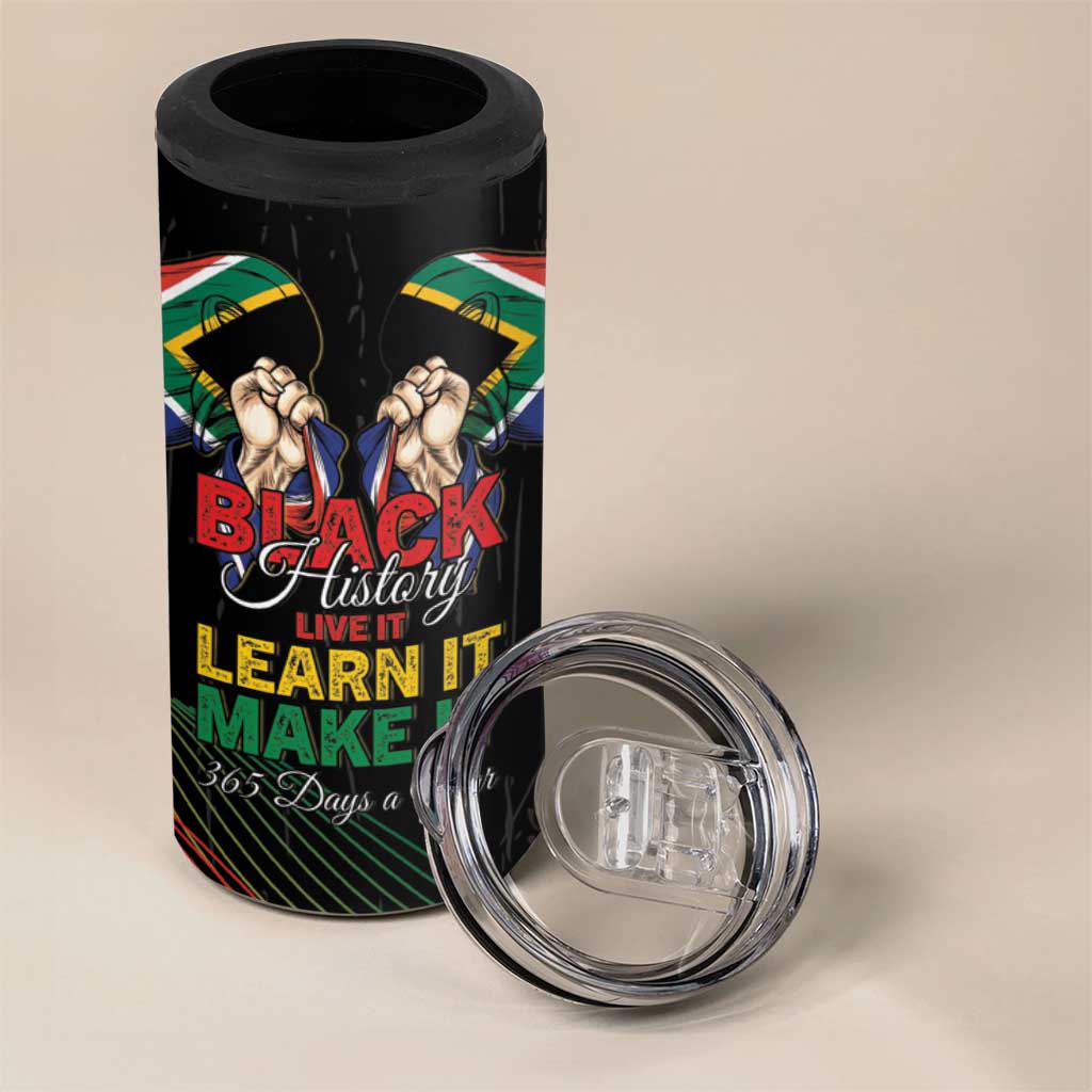 Personalized South Africa Black History Month 4 in 1 Can Cooler Tumbler Live It Learn It Make It - African Pride