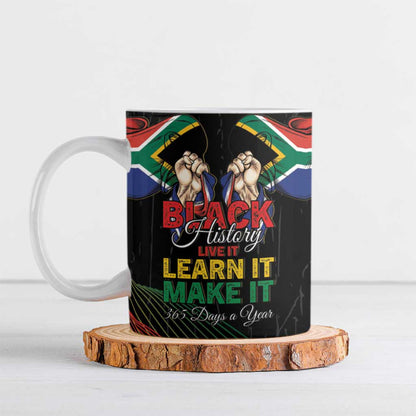 Personalized South Africa Black History Month Ceramic Mug Live It Learn It Make It - African Pride