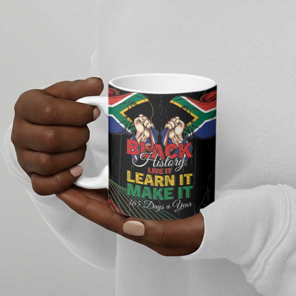 Personalized South Africa Black History Month Ceramic Mug Live It Learn It Make It - African Pride