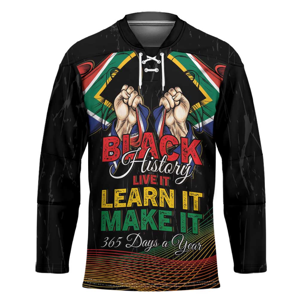 Personalized South Africa Black History Month Hockey Jersey Live It Learn It Make It - African Pride