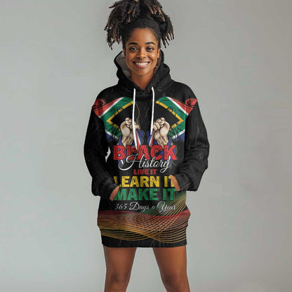Personalized South Africa Black History Month Hoodie Dress Live It Learn It Make It - African Pride