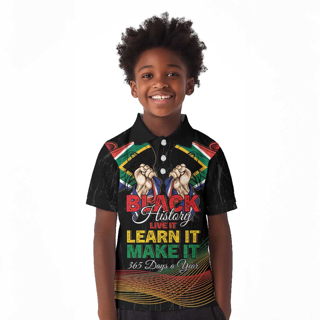 Personalized South Africa Black History Month Kid Polo Shirt Live It Learn It Make It - African Pride