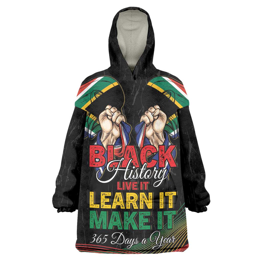 Personalized South Africa Black History Month Kid Wearable Blanket Hoodie Live It Learn It Make It - African Pride