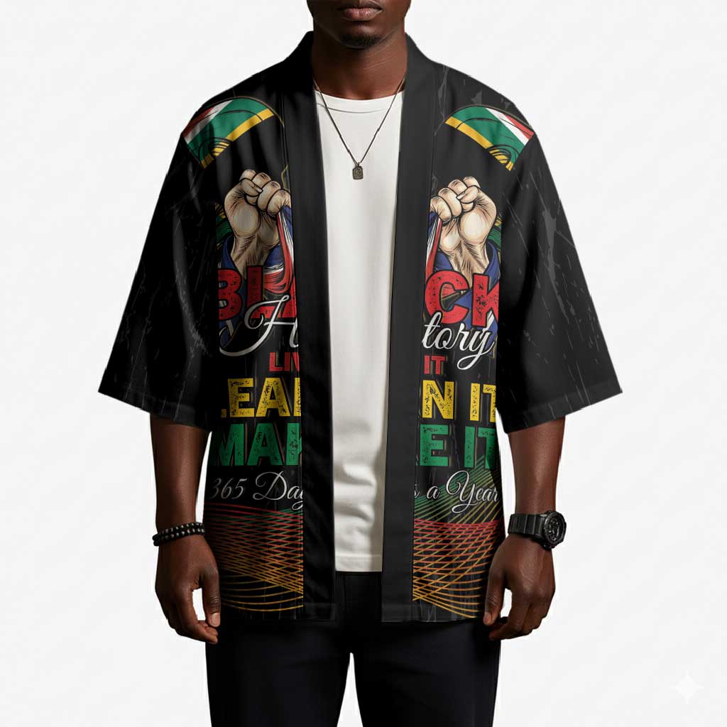 Personalized South Africa Black History Month Kimono Live It Learn It Make It - African Pride