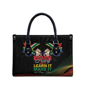South Africa Black History Month Leather Bag Live It Learn It Make It - African Pride