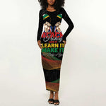 Personalized South Africa Black History Month Long Sleeve Bodycon Dress Live It Learn It Make It - African Pride