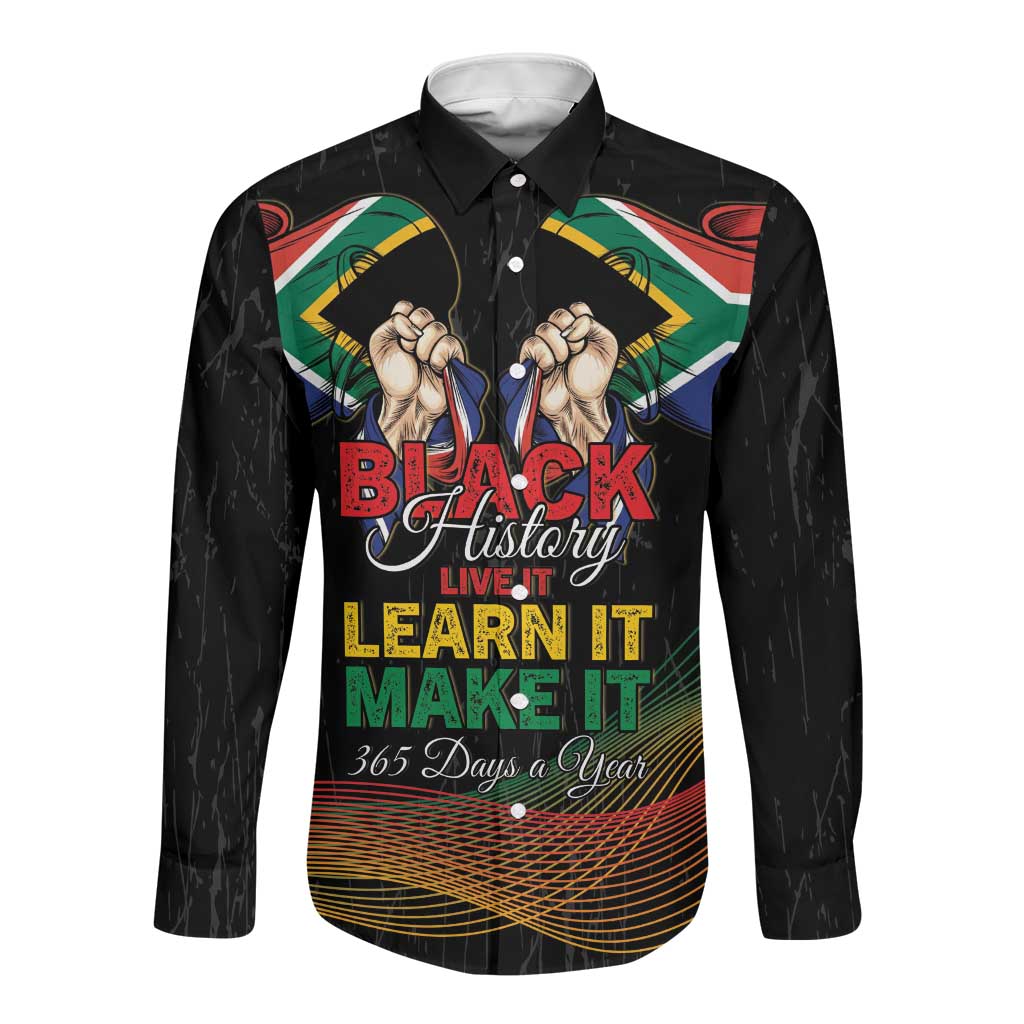 Personalized South Africa Black History Month Long Sleeve Button Shirt Live It Learn It Make It - African Pride