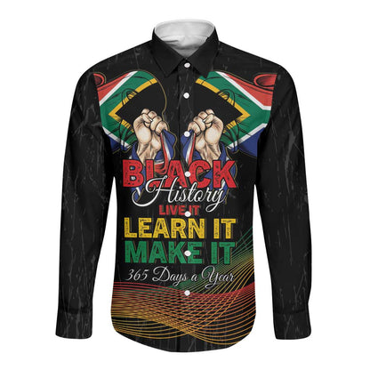Personalized South Africa Black History Month Long Sleeve Button Shirt Live It Learn It Make It - African Pride