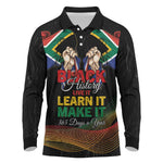 Personalized South Africa Black History Month Long Sleeve Polo Shirt Live It Learn It Make It - African Pride