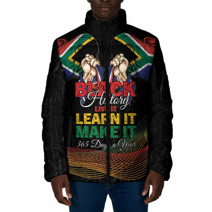 Personalized South Africa Black History Month Padded Jacket Live It Learn It Make It - African Pride