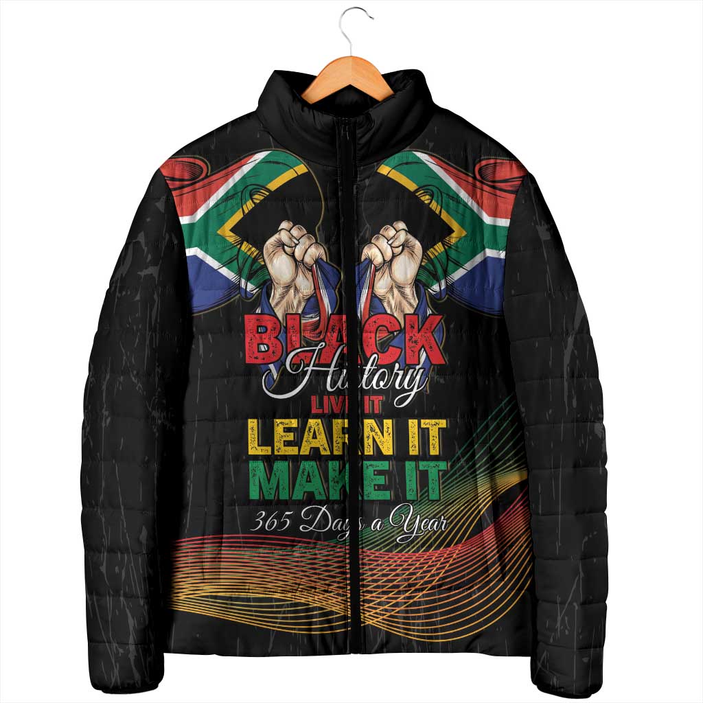 Personalized South Africa Black History Month Padded Jacket Live It Learn It Make It - African Pride
