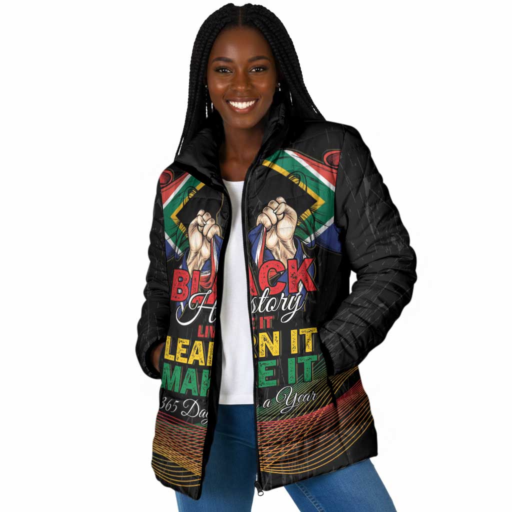 Personalized South Africa Black History Month Padded Jacket Live It Learn It Make It - African Pride