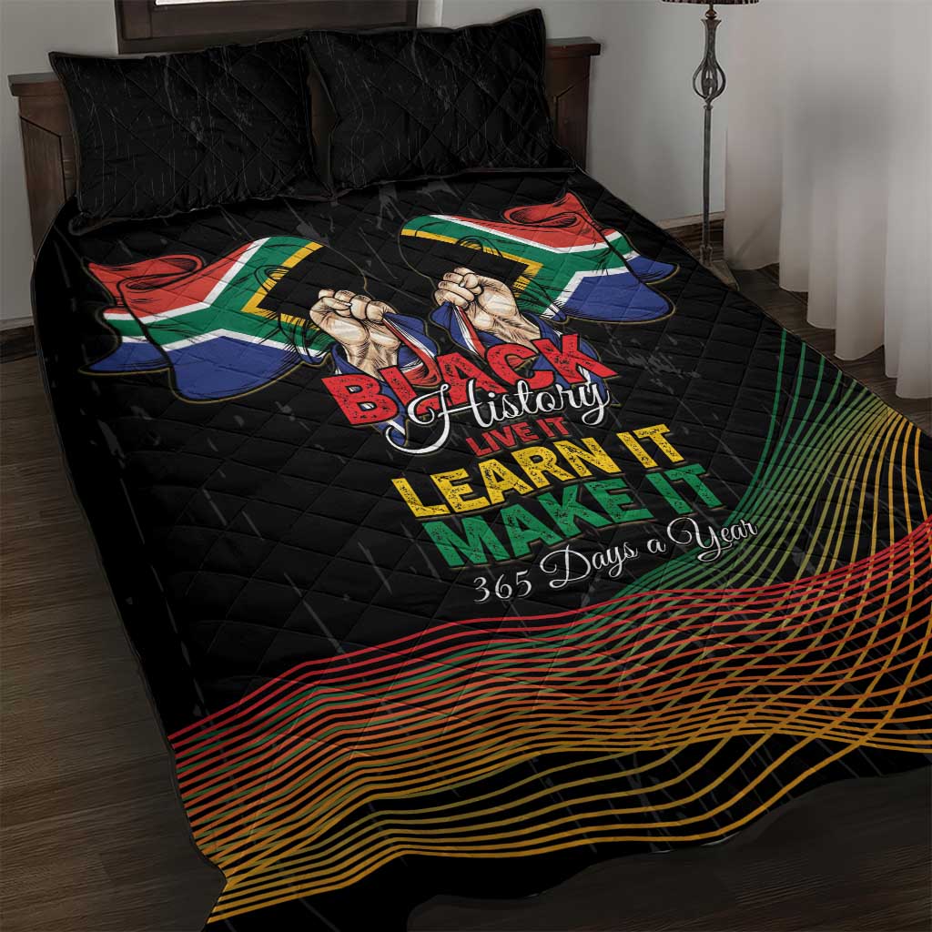 South Africa Black History Month Quilt Bed Set Live It Learn It Make It - African Pride