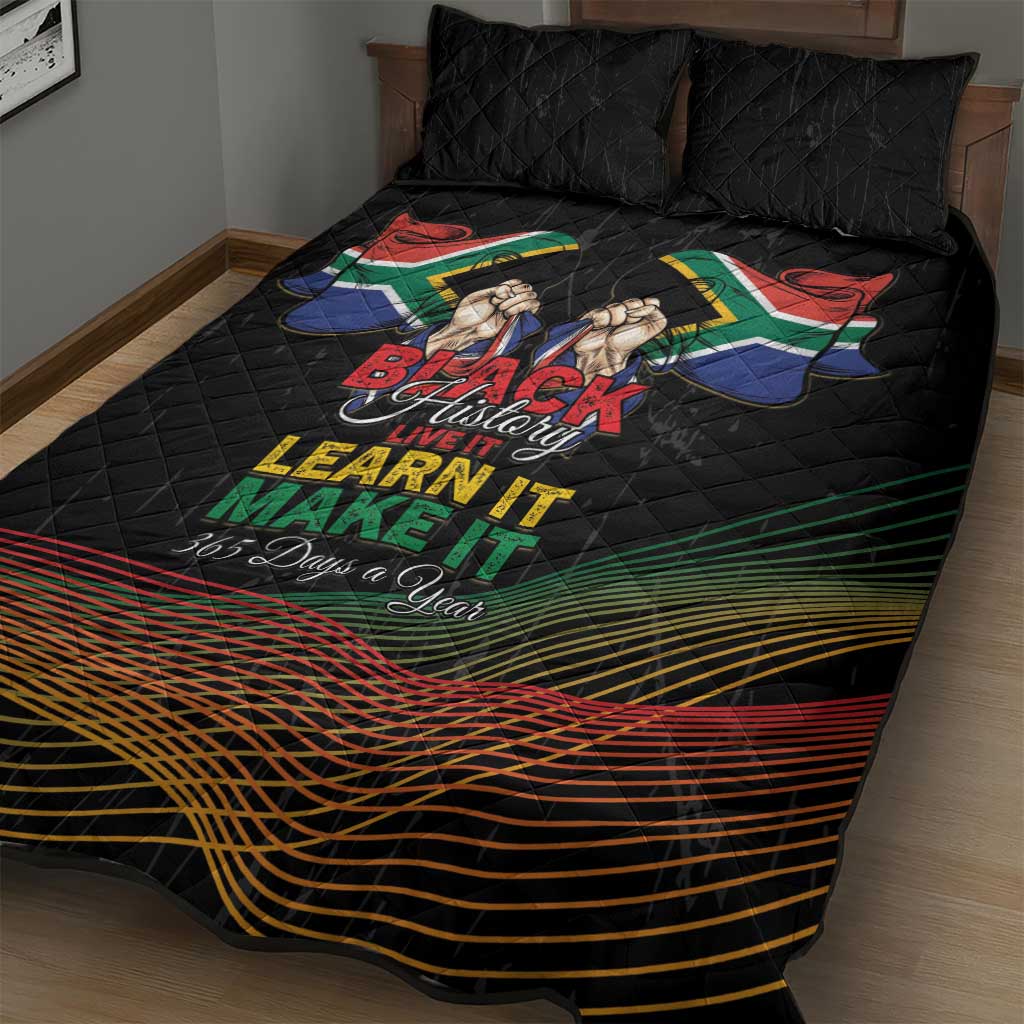 South Africa Black History Month Quilt Bed Set Live It Learn It Make It - African Pride