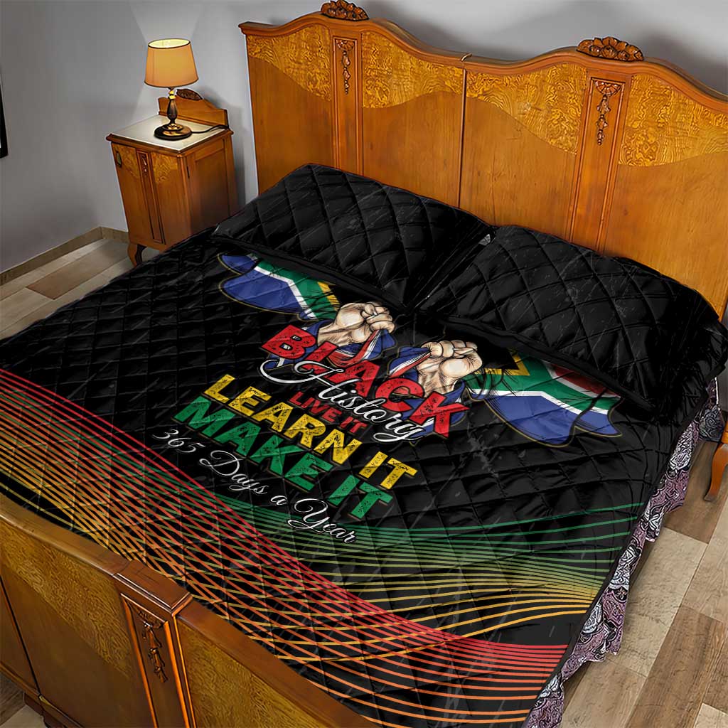 South Africa Black History Month Quilt Bed Set Live It Learn It Make It - African Pride