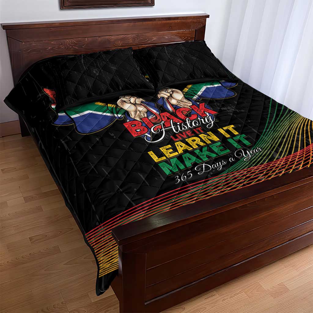 South Africa Black History Month Quilt Bed Set Live It Learn It Make It - African Pride