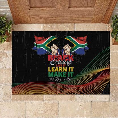 South Africa Black History Month Rubber Doormat Live It Learn It Make It - African Pride