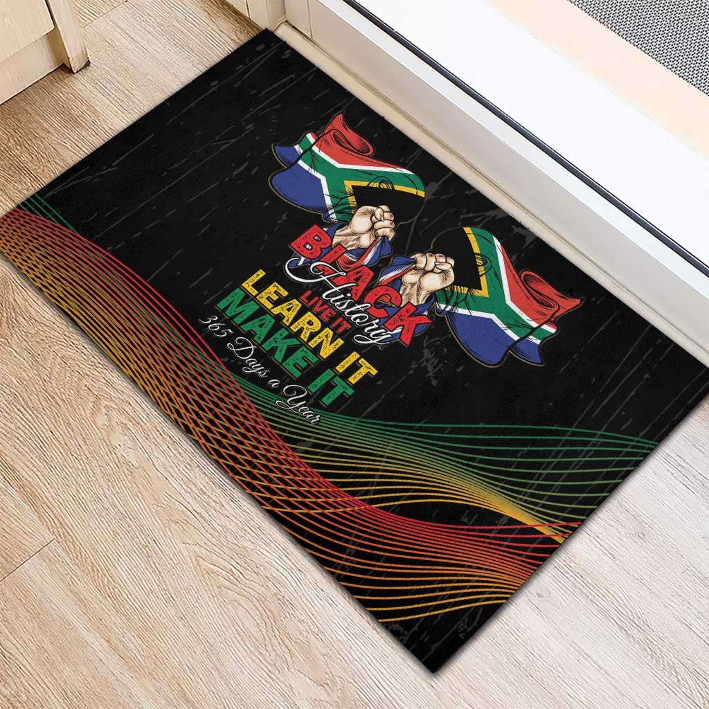 South Africa Black History Month Rubber Doormat Live It Learn It Make It - African Pride